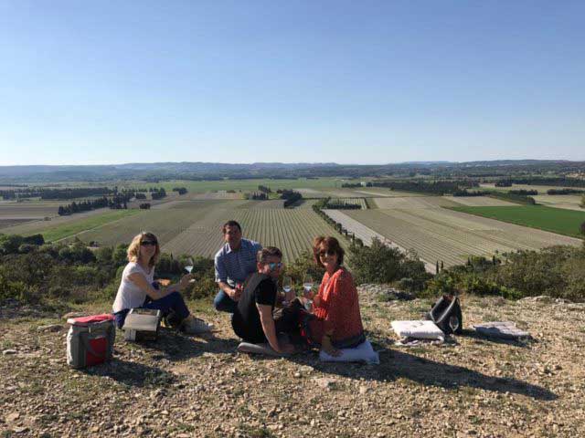 Wine tasting waiting for sunset in the bush, in the heart of Provence: Mistral Tour designs and delivers wine tours in Provence and the Rhône Valley.
