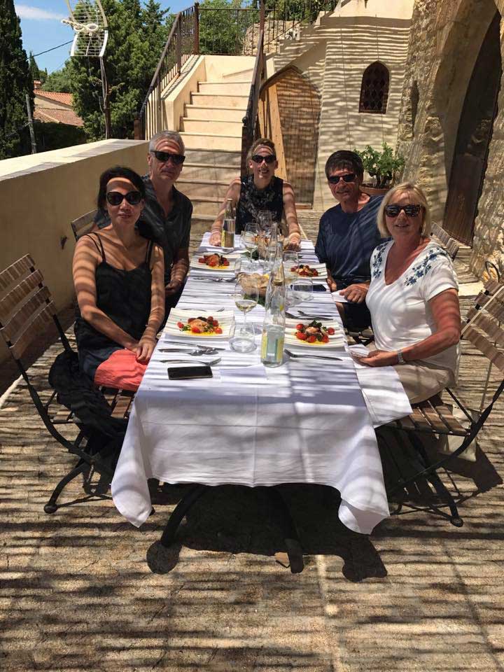 During a wine tour organized by Mistral Tour, exquisite private lunch at Caves Saint Charles’ in Châteauneuf-du-Pape, Vaucluse, in Provence.